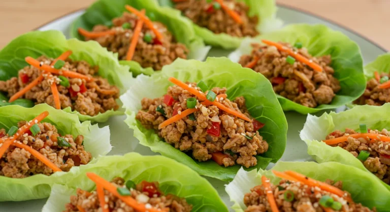 Asian-Inspired Ground Chicken Lettuce Wraps recipe