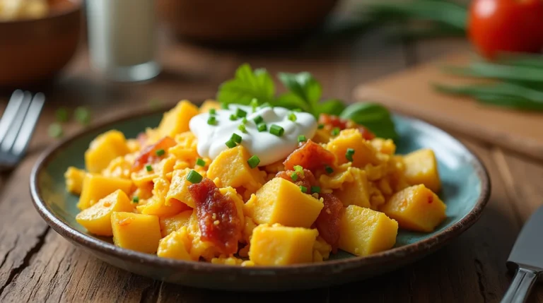 Cheesy Potato Egg Scramble dish