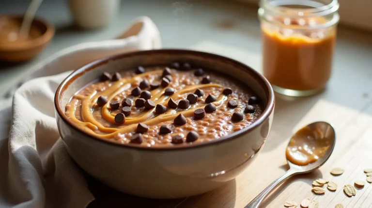 Oatmeal with Protein Powder & Peanut Butter dish