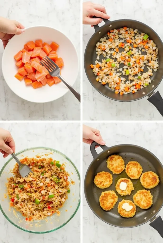 salmon cake recipe Step by step